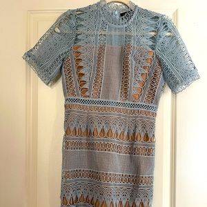 Bardot Light Blue Crochet Dress